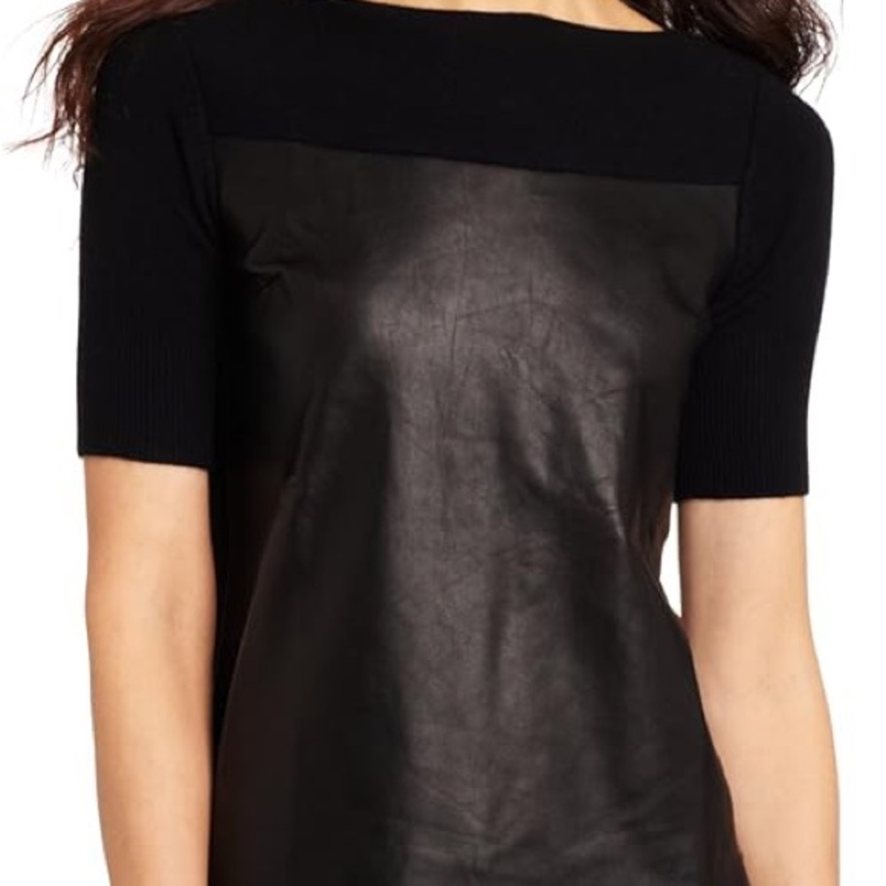 ROBERT RODRIGUEZ WOMEN’S LEATHER AND CASHMERE PULLOVER SWEATER - SIZE:  LARGE